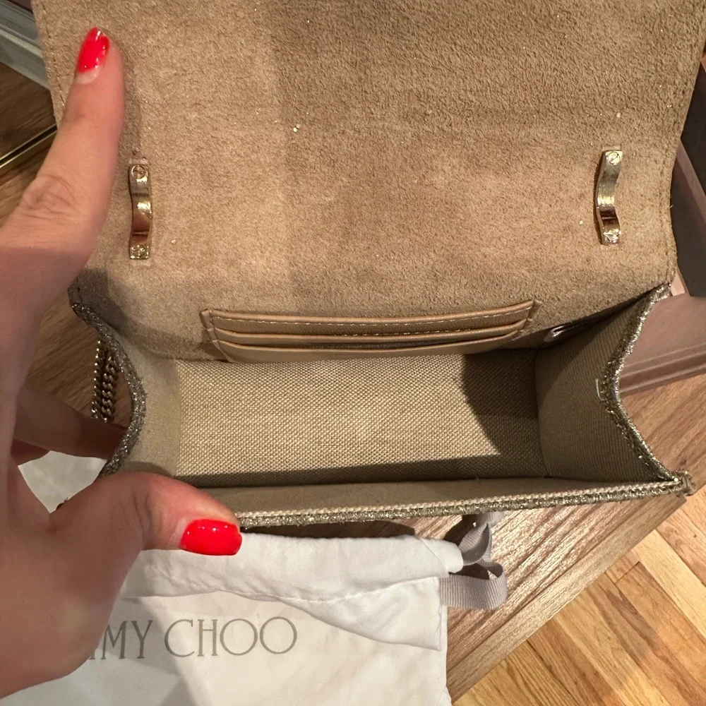 Jimmy Choo Gold Glitter Chain Shoulder Clutch